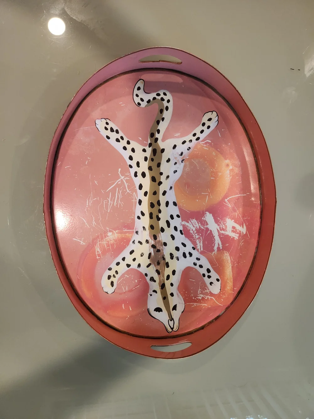 Pink Spotted Cheetah Decorative Wall Tray